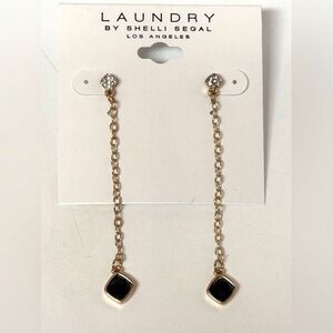 Laundry By Shelli Segal Gold and Black Chain Earrings 1.75 Inch